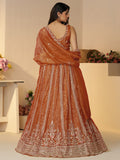 Fabulous Orange Zari Work Silk Engagement Wear Lehenga Choli