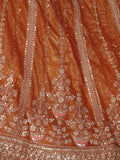 Fabulous Orange Zari Work Silk Engagement Wear Lehenga Choli
