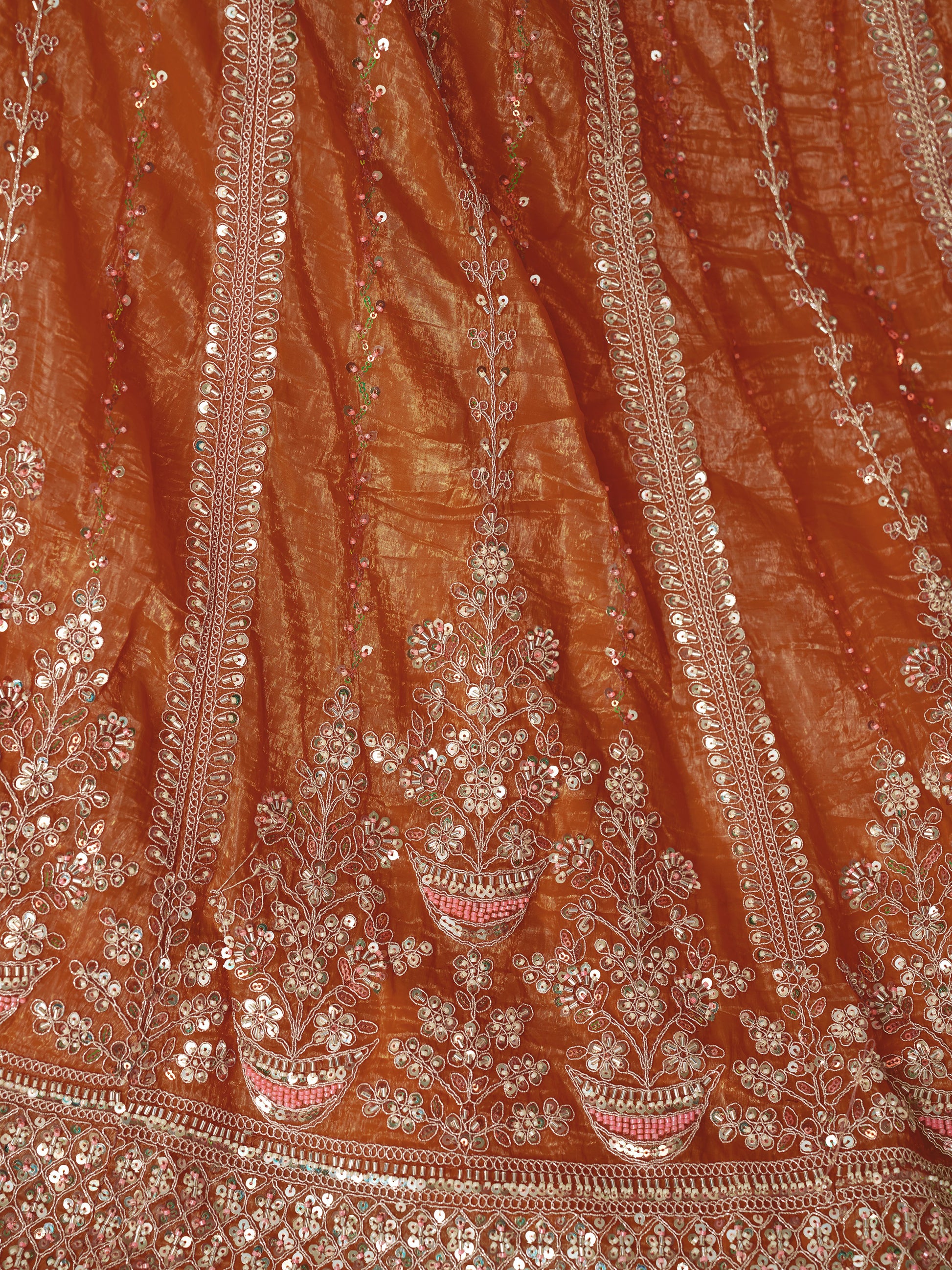 Fabulous Orange Zari Work Silk Engagement Wear Lehenga Choli
