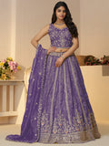 Enchanting Purple Zari Work Silk Engagement Wear Lehenga Choli