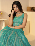Fascinating Sky Blue Zari Work Silk Bridesmaid Lehenga Choli