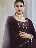 Wonderful Purple Sequins Embroidered Georgette Ready-To-wear Palazzo Suit