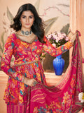 Captivating Pink Printed Silk Festival Wear Palazzo Suit With Dupatta