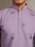 Elegant Lavender Thread Work Viscose Silk Festive Wear Men Kurta