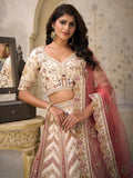 Marvelous Cream Dori Embroidery Silk Reception Wear Lehenga With Blouse