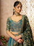 Glamorous Green Zari Embroidered Tissue Silk Bridesmaid Lehenga Choli