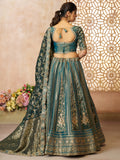 Glamorous Green Zari Embroidered Tissue Silk Bridesmaid Lehenga Choli