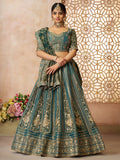 Glamorous Green Zari Embroidered Tissue Silk Bridesmaid Lehenga Choli