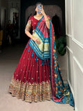 Attractive Maroon Thread Work Georgette Wedding Wear Lehenga Choli