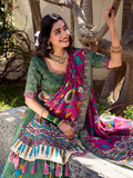 Lovely Green Kalamkari Printed Silk Navratri Wear Lehenga Choli