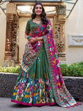 Lovely Green Kalamkari Printed Silk Navratri Wear Lehenga Choli