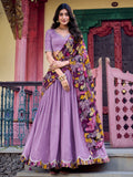 Incredible Lavender Thread Work Silk Festival Wear Lehenga Choli 