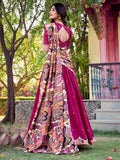 Gorgeous Pink Thread Embroidered Silk Traditional Lehenga Choli