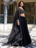 Stunning Black Sequins Work Satin Silk Party Wear Lehenga Choli