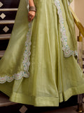 Incredible Pista Green Sequins Work Organza Party Wear Lehenga Choli