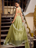 Incredible Pista Green Sequins Work Organza Party Wear Lehenga Choli