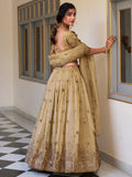 Awesome Cream Thread Work Crush Silk Festive Wear Lehenga Choli