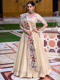 Great Off-White Thread Embroidered Silk Festive Wear Lehenga With Blouse