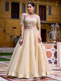 Great Off-White Thread Embroidered Silk Festive Wear Lehenga With Blouse