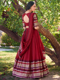 Spectacular Red Zari Weaving Chanderi Lehenga Choli With Dupatta