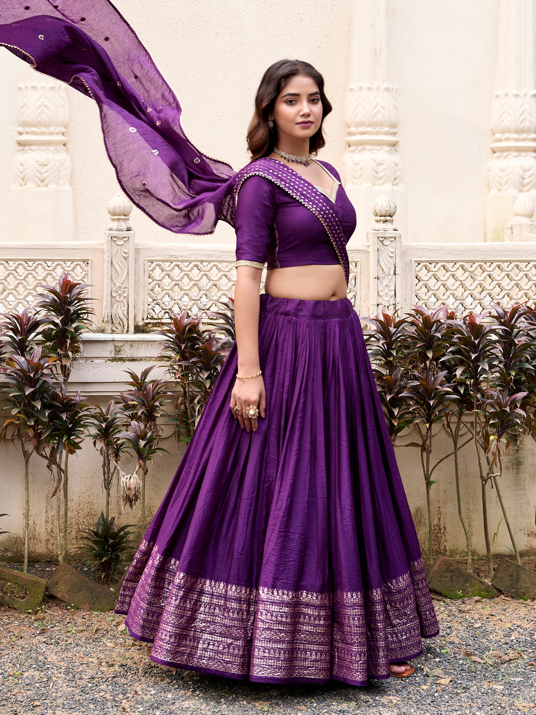 Awesome Purple Chanderi Festival Wear Lehenga Choli With Dupatta