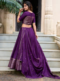 Awesome Purple Chanderi Festival Wear Lehenga Choli With Dupatta