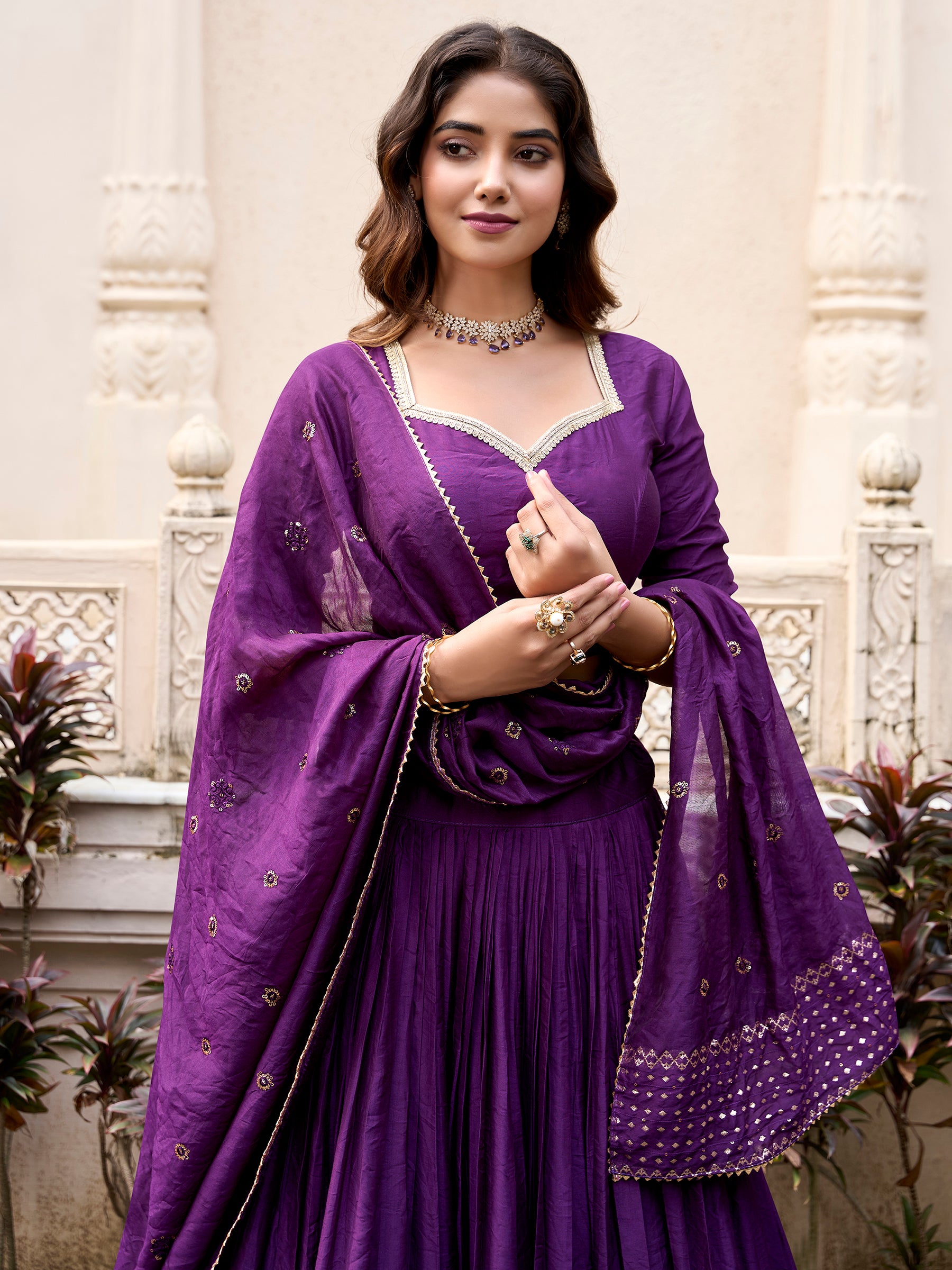 Awesome Purple Chanderi Festival Wear Lehenga Choli With Dupatta