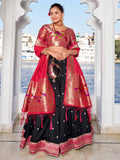 Stunning Black Zari Weaving Silk Paithani Lehenga Choli With Dupatta