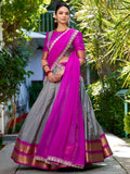 Marvelous Grey Zari Weaving Art Silk Festive Wear Half Saree Lehenga