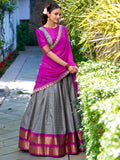 Marvelous Grey Zari Weaving Art Silk Festive Wear Half Saree Lehenga