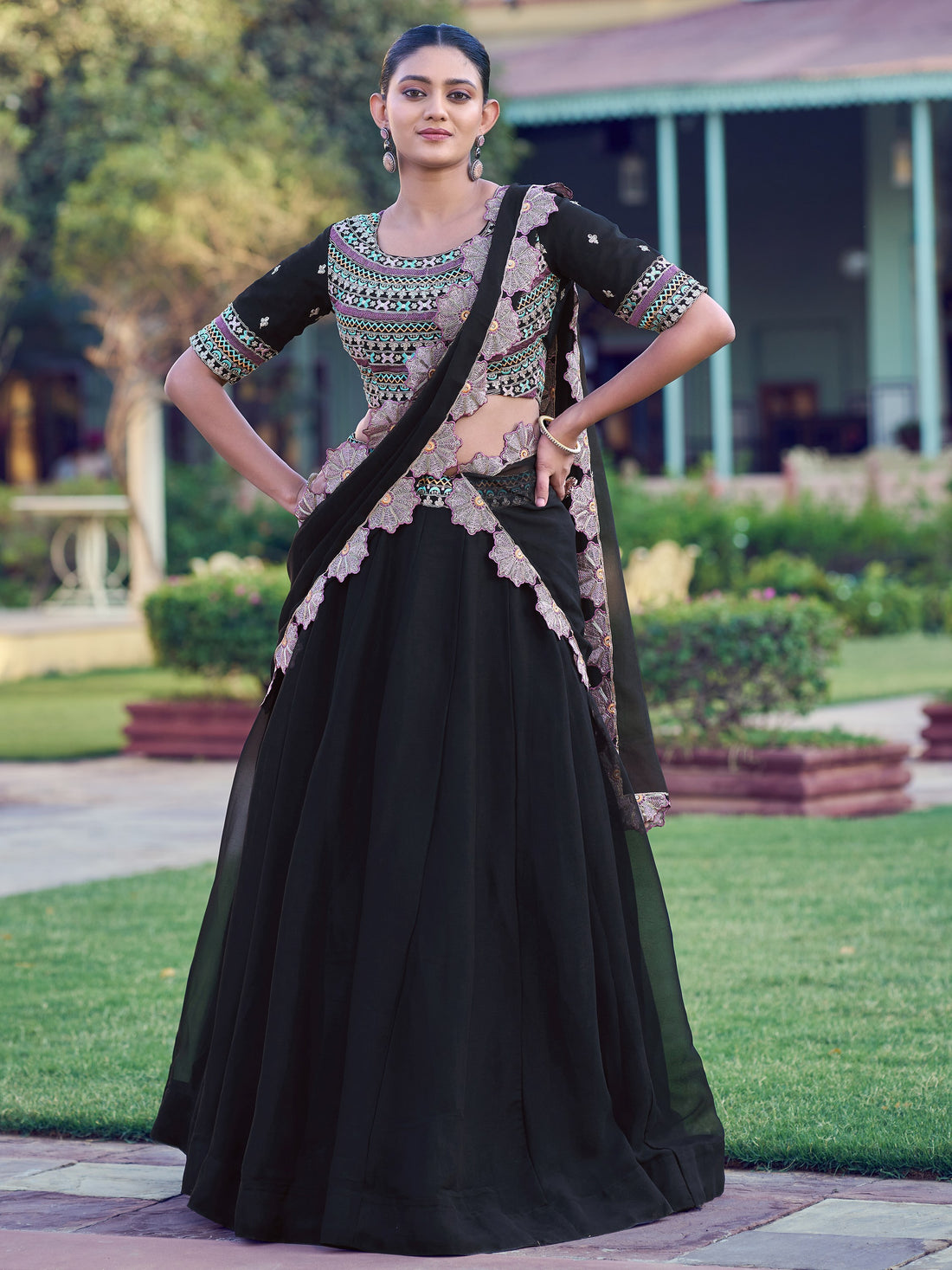 Stunning Black Sequins Georgette Weddings Wear Lehenga Choli With Dupatta