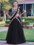 Stunning Black Sequins Georgette Weddings Wear Lehenga Choli With Dupatta