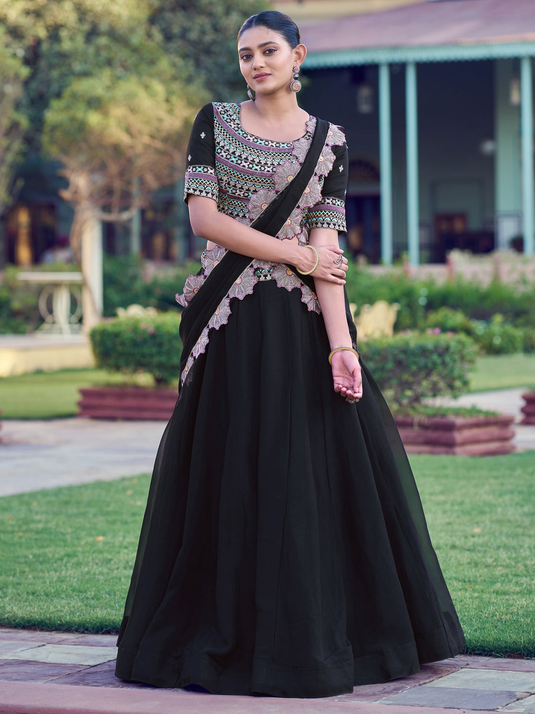 Stunning Black Sequins Georgette Weddings Wear Lehenga Choli With Dupatta