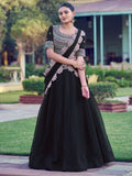 Stunning Black Sequins Georgette Weddings Wear Lehenga Choli With Dupatta
