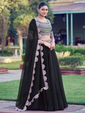 Stunning Black Sequins Georgette Weddings Wear Lehenga Choli With Dupatta