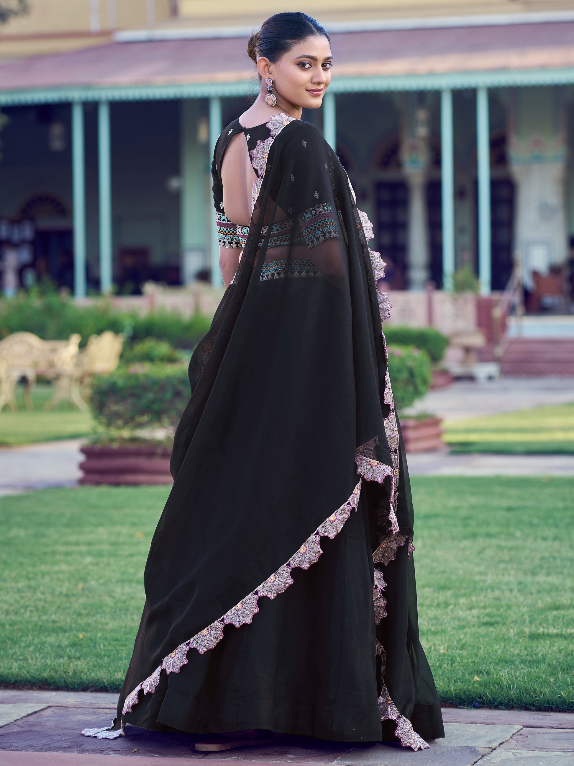 Stunning Black Sequins Georgette Weddings Wear Lehenga Choli With Dupatta
