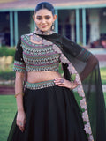Stunning Black Sequins Georgette Weddings Wear Lehenga Choli With Dupatta