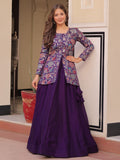Alluring Purple Zari Weaving Vichitra Silk Festive Wear Lehenga With Jacket