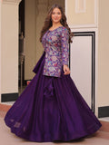 Alluring Purple Zari Weaving Vichitra Silk Festive Wear Lehenga With Jacket