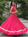 Wonderful Pink Lace Work Roman Silk Festive Wear Lehenga With Blouse