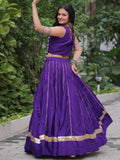 Awesome Purple Lace Work Roman Silk Traditional Lehenga Choli