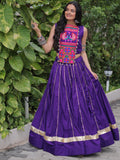 Awesome Purple Lace Work Roman Silk Traditional Lehenga Choli