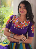 Amazing Multi-Color Roman Silk Navratri Special Lehenga With Gamthi Work Blouse