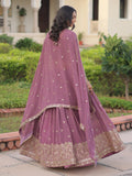 Attractive Pink Zari Embroidered Georgette Function Wear Lehenga Choli With Dupatta