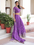 Astounding Purple Sequins Silk Designer Lehenga Choli With Dupatta