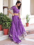 Astounding Purple Sequins Silk Designer Lehenga Choli With Dupatta