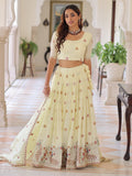Precious Cream Multi Thread Work Silk Festive Wear Lehenga With Blouse