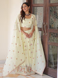 Precious Cream Multi Thread Work Silk Festive Wear Lehenga With Blouse
