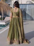 Lovable Olive Green Thread Work Silk Wedding Wear Lehenga Choli
