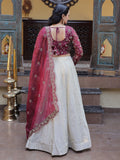Glowing Cream Zari Embroidered Silk Wedding Wear Lehenga Choli